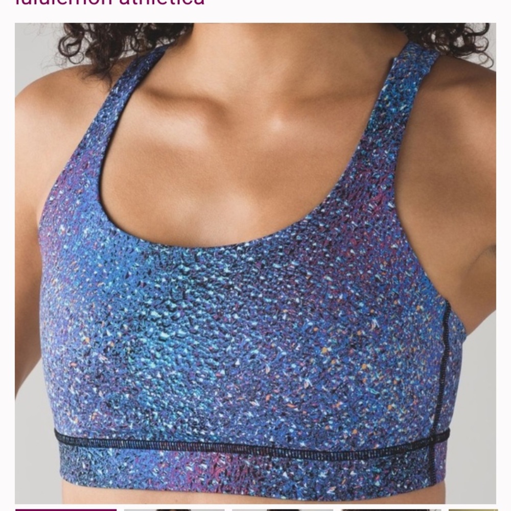 lululemon athletica Blue Strive Multi Black Sports Bra